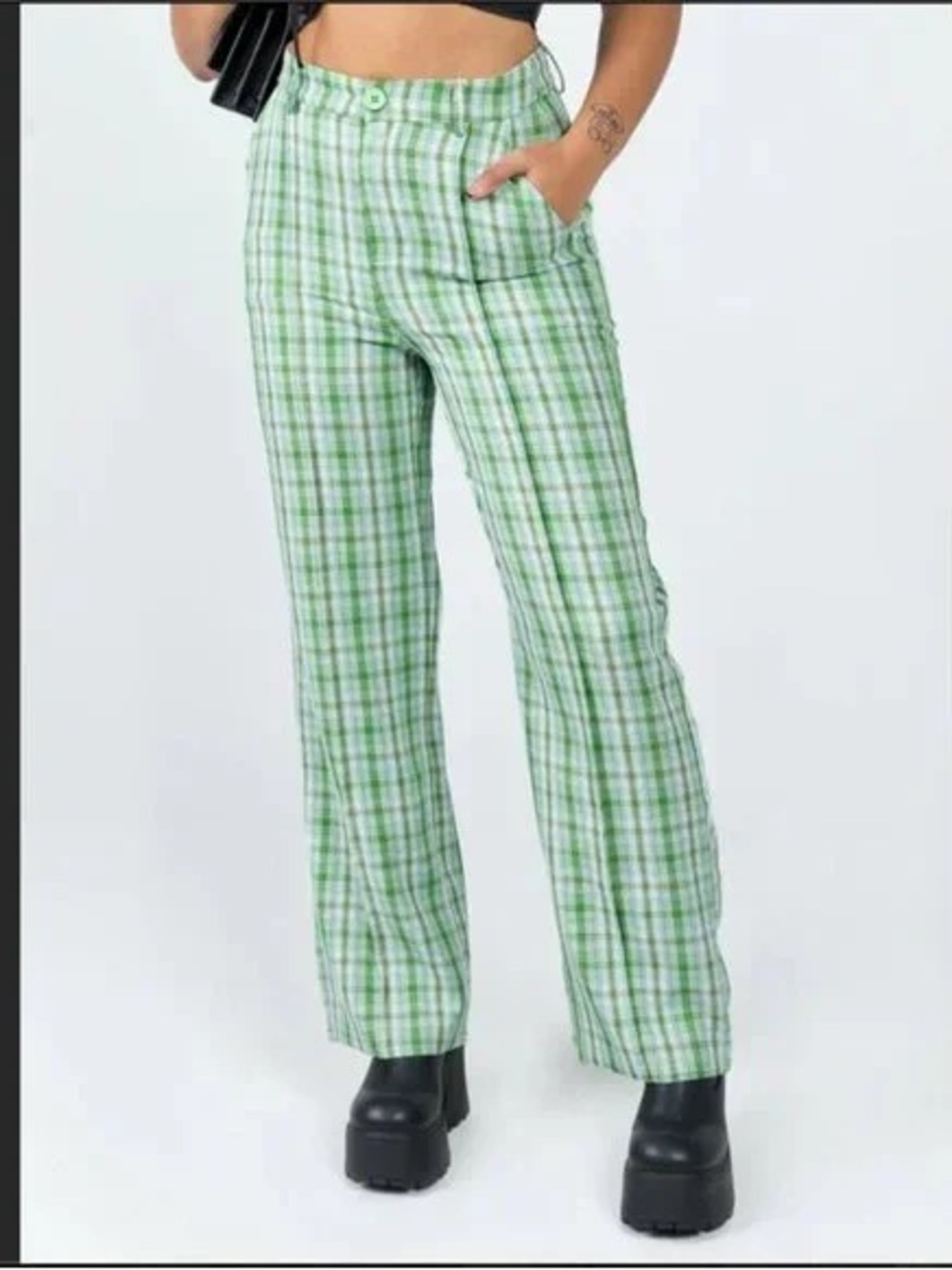 NWT Princess Polly Trousers 2 Green Plaid